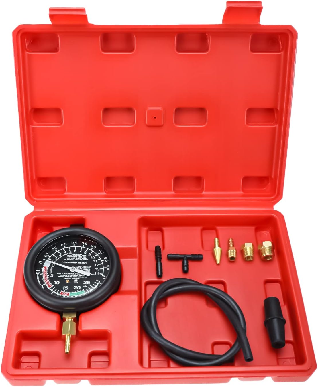 Motorvakuummeter, Vergaserdruckprüfer (0–10 Psi), Vakuummeter, Kfz-vakuummeter, Motorrad-kraftstoffpumpen-vakuumprüfer