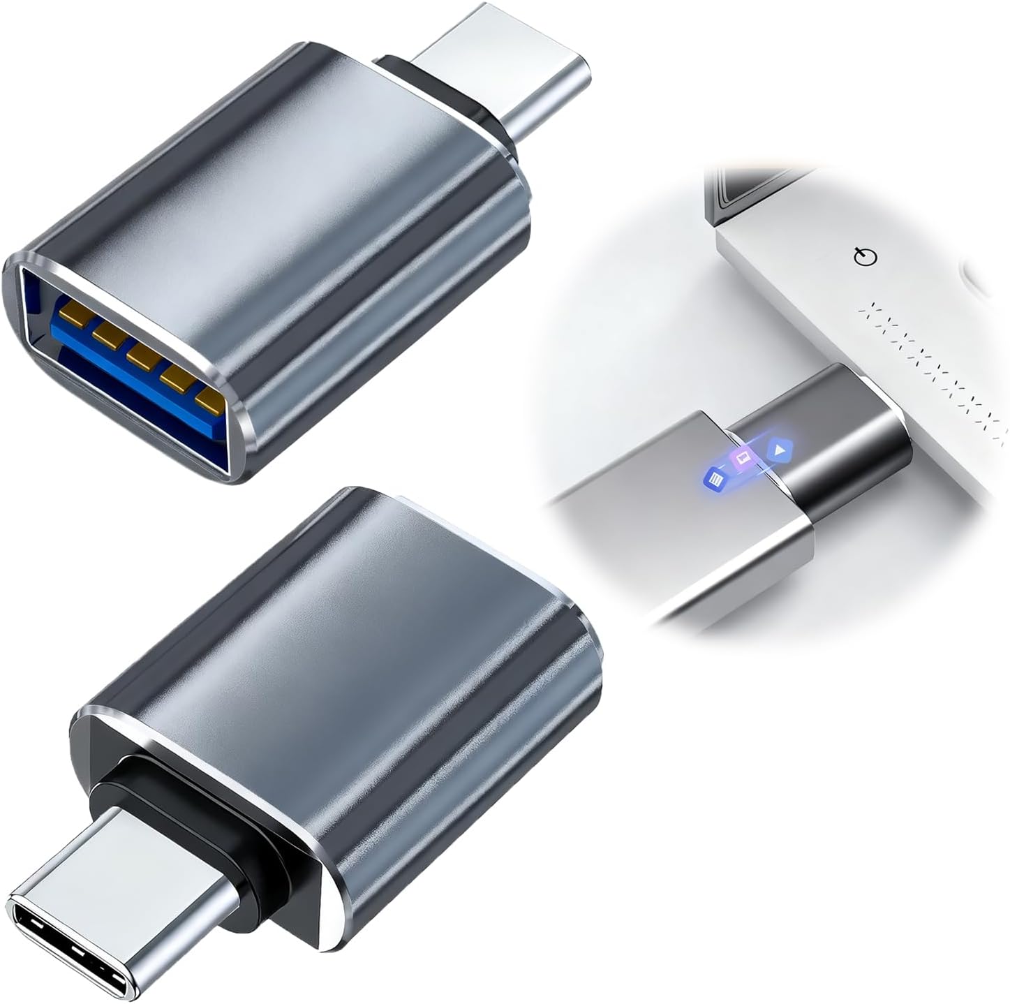 2er-pack Usb-c-auf-usb-3.0-adapter, Usb Typ-c-auf-usb-buchse-otg-adapter, Für Typ-c-mobiltelefone, Camcorder, Usb-sticks, Kameras, Mäuse, Gamecontroller Und Tastaturen