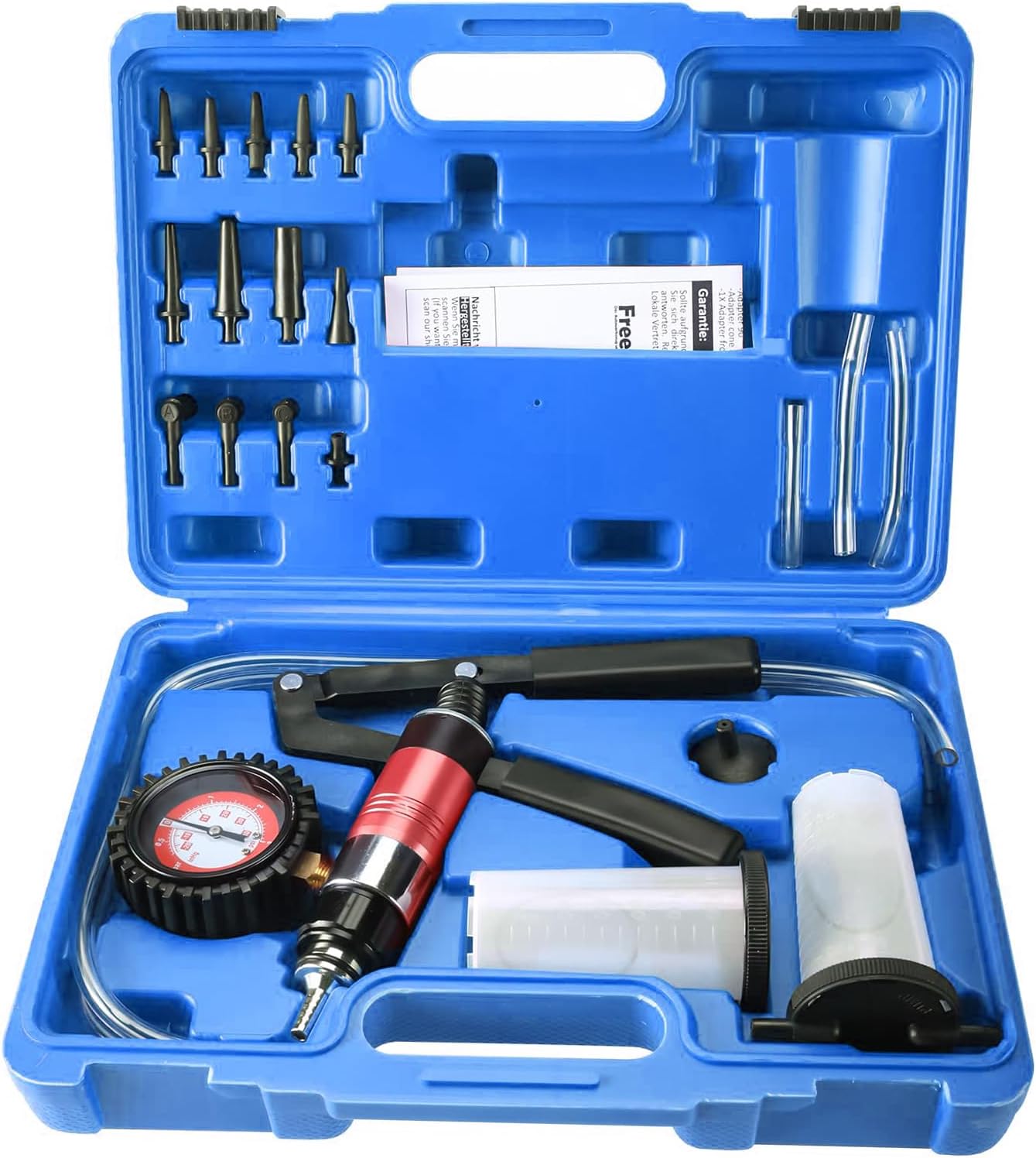 23-teiliges Bremsenentlüftungsset, 40 Psi 26 Inhg Bremsenentlüftungs-vakuumpumpe, 2-in-1 Manuelle Bremsenentlüftungs-vakuumpumpe Für Auto, Motorrad, Lkw (blau)