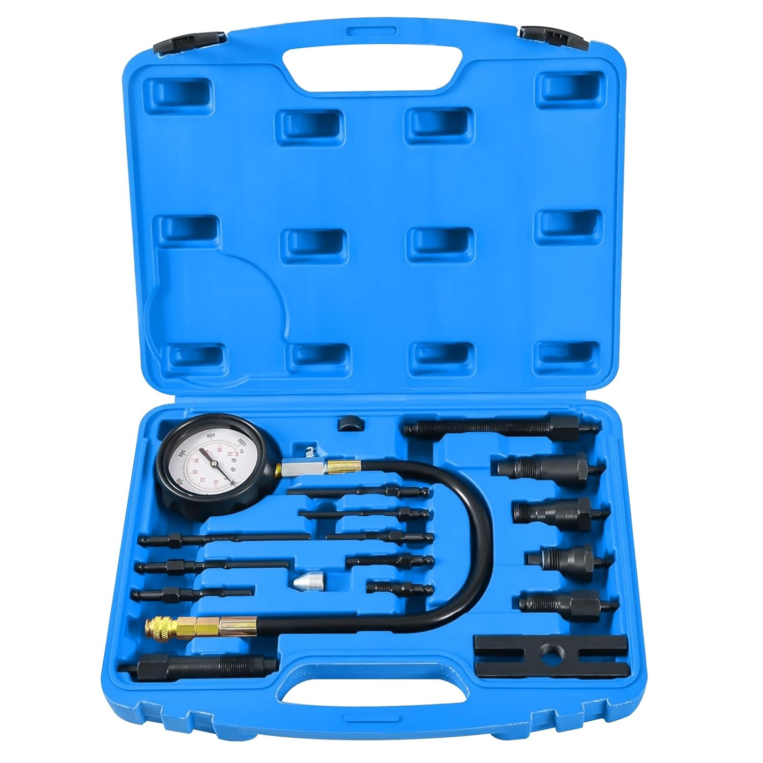 Diesel-kompressionsprüfer, 1000 Psi 70 Bar Dieselmotor-kompressionsprüfer, Motor-kompressionsprüfset Mit Glühkerzenadapter Für Tdi Cdi Pkw Lkw Traktor (blau)