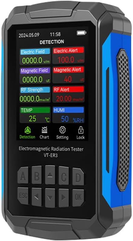 5-in-1-emf-detektor: Komplettes Testgerät Für Hochfrequenz-elektrofelder, Magnetfeldstärke, Temperatur Und Luftfeuchtigkeit Mit Anpassbaren Parametern