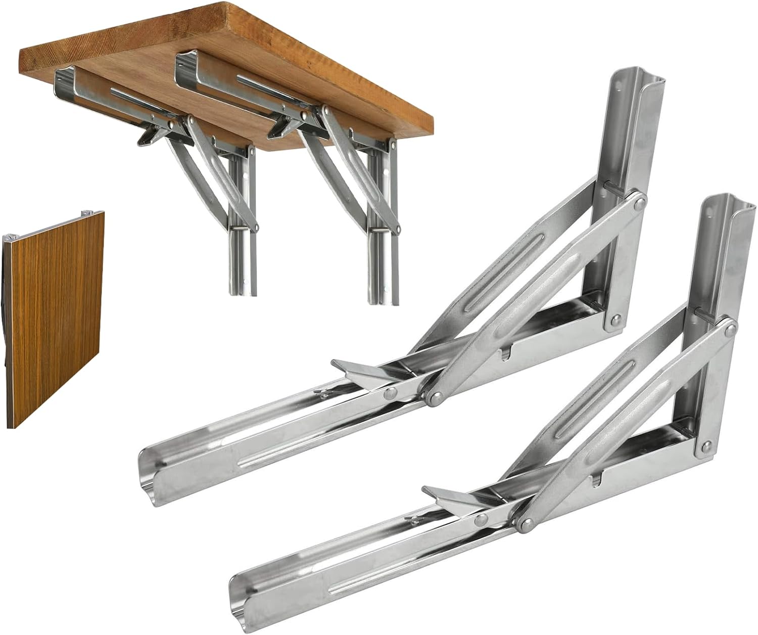 Klapphalterung – 300 Mm – 2 Stück – Robuste Klapphalterung, Wandregalhalterung Aus Edelstahl, Ausziehbare Halterung, Klappbare Regalstützen, Max. Traglast: 150 Kg