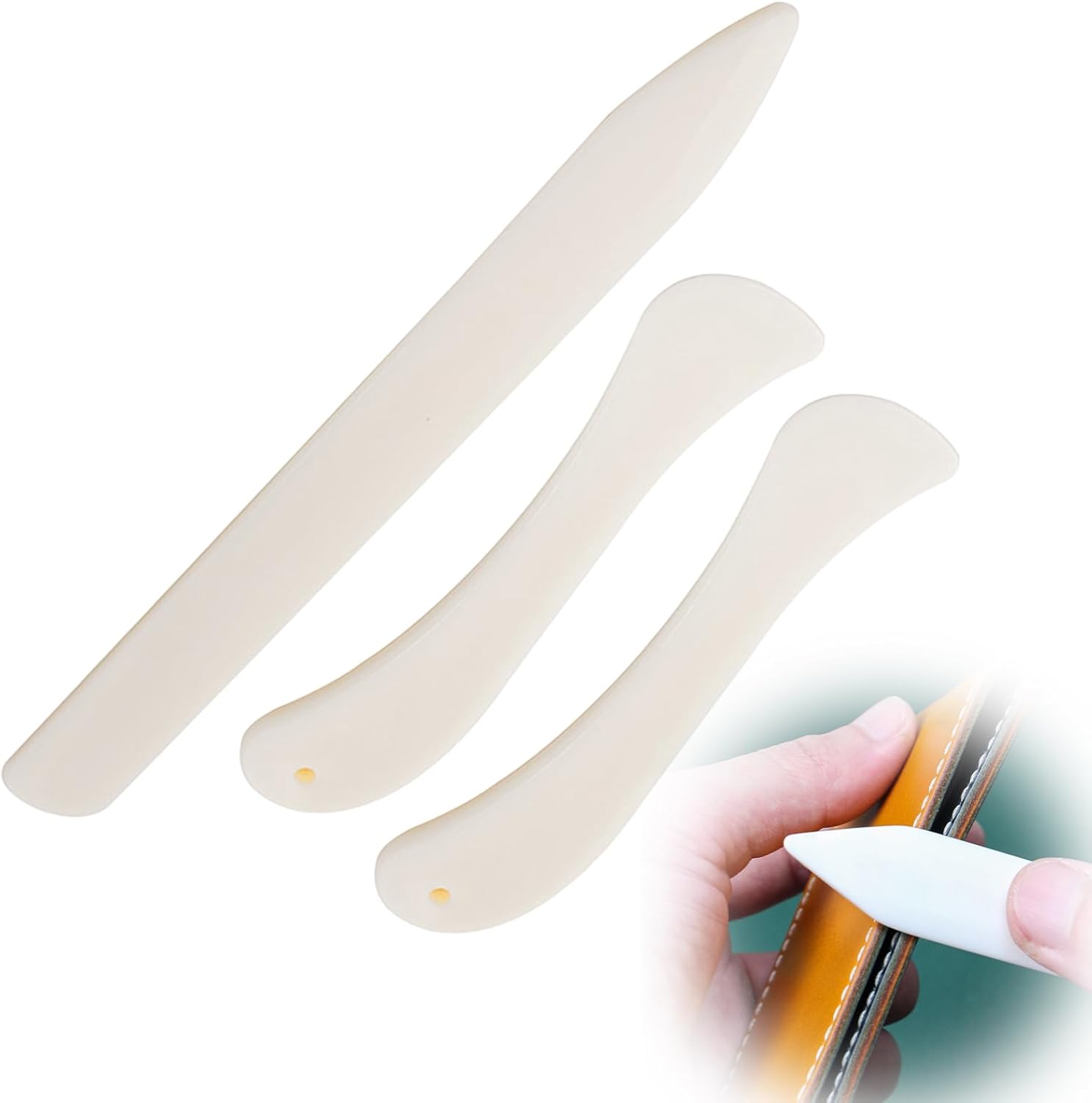 3-teiliges Falzbein-set, Scrapbooking-falzbein, Papierfalzbein Aus Naturknochen Mit Abgerundeter Spitze, Papierfaltwerkzeug Zum Falten Von Karton/markieren Von Linien – Kunststoff