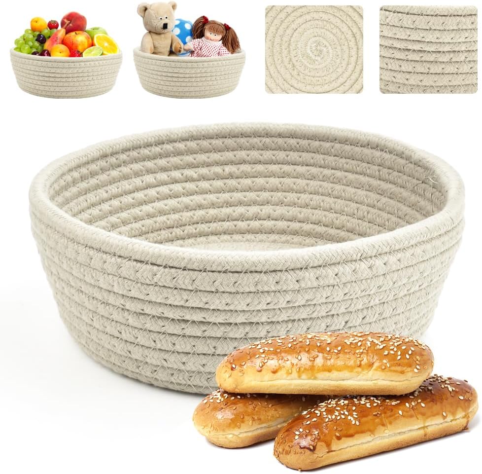 Geflochtener Brotkorb, Runder Aufbewahrungskorb, Brotkorb Aus Baumwollseil, Kleiner Aufbewahrungskorb, Obstkorb, Brotkorb Für Innereien Für Küche, Esszimmer