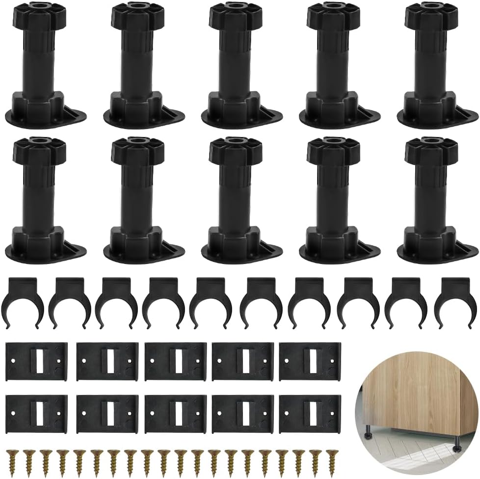 10 Verstellbare Möbelfüße (100–120 Mm) Für Küchenmöbel, Kunststoff, Dicke Küchenschrankfüße, Verstellbare Füße Mit Clips Und Schrauben Für Kleiderschrank, Schrank Und Sofa