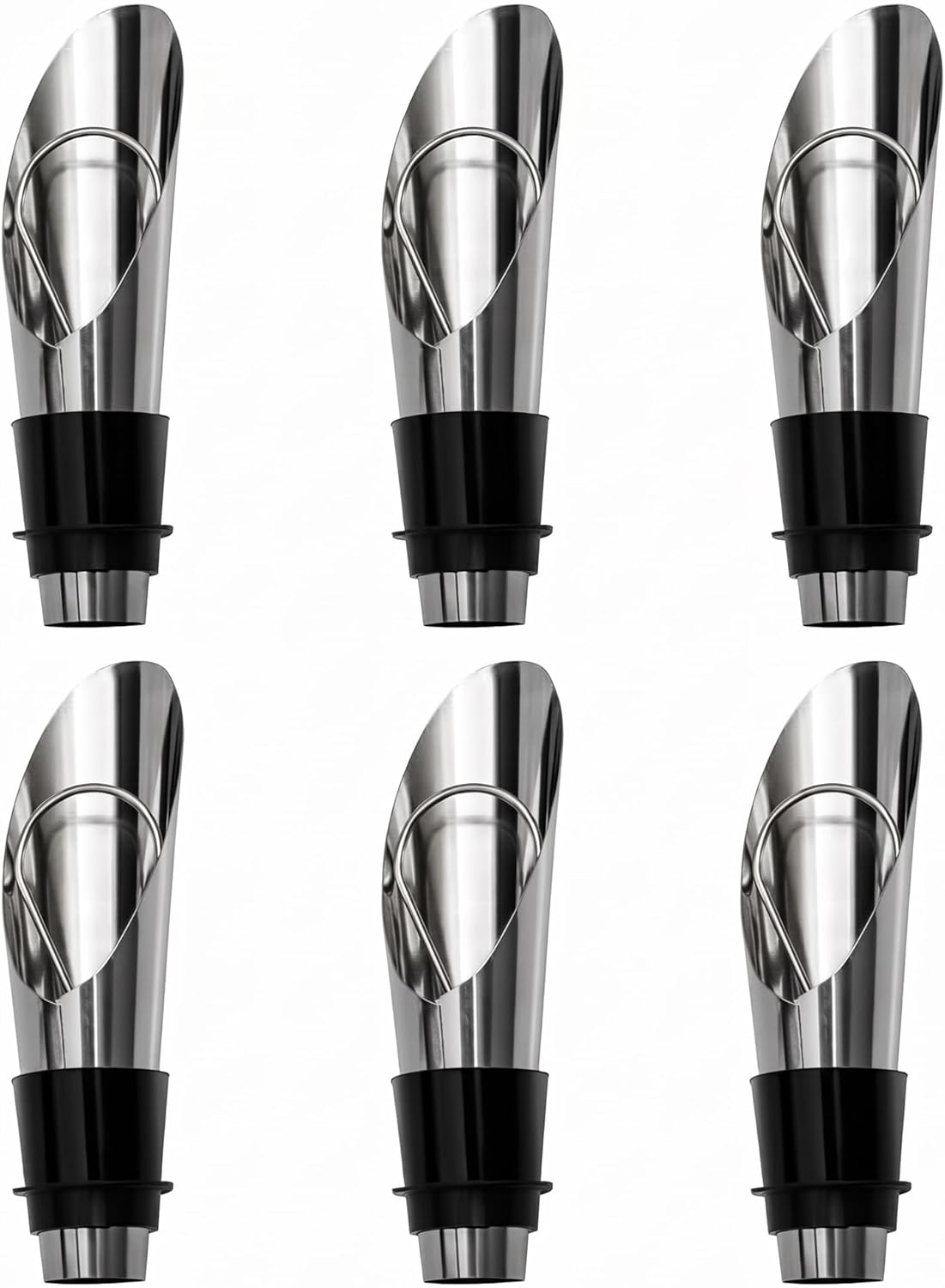 6-teiliges Weinausgießer-set, Ausgießer Aus Edelstahl, Mit 6 Champagner- Und Weinflaschenverschlüssen, Wiederverwendbarer Weinausgießer, Für Flaschen, Cocktails, Weine, Gins, Partys Und Bars