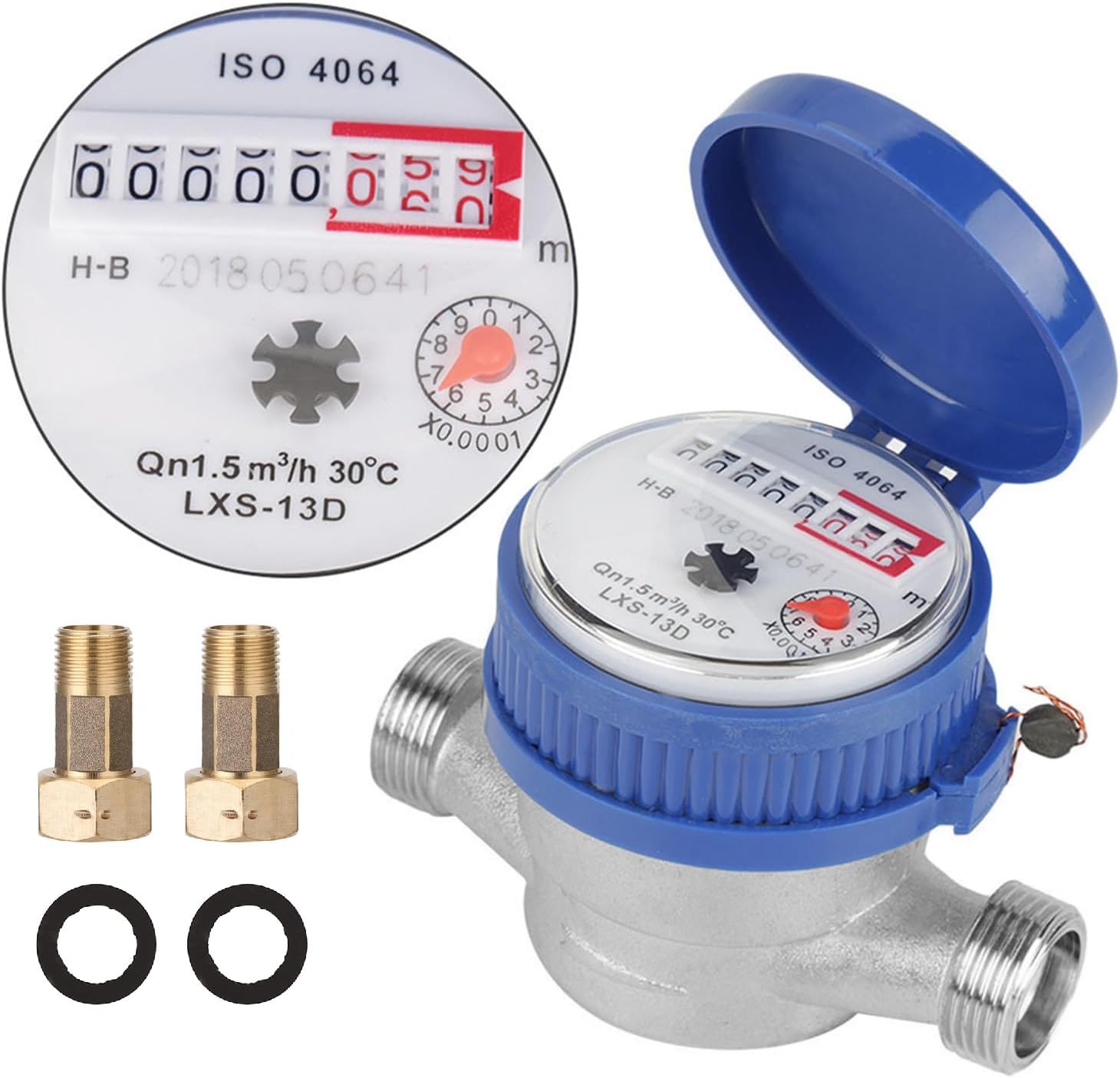 15 Mm 1/2"-kaltwasserzähler Für Den Hausgebrauch, Messung In Kubikmetern, Mechanischer Rotor, Kaltwasser, Kombinierte Digitale Und Analoge Anzeige