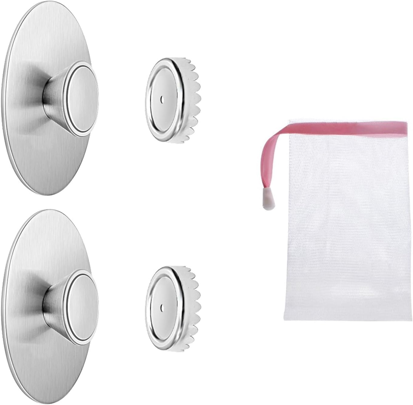 2-teiliger Magnetischer Seifenhalter, Magnetische Seifenschale Aus Edelstahl, Inklusive Schaumnetz, Kein Bohren Erforderlich, Geeignet Für Küche Und Bad