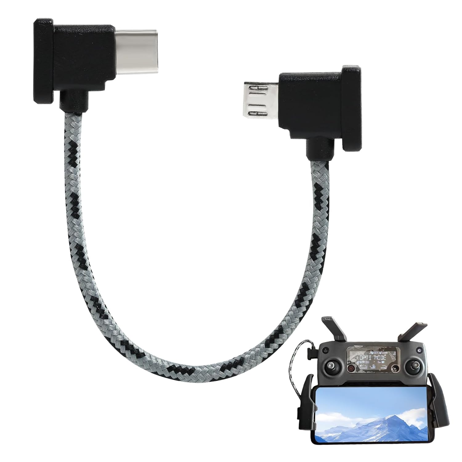 Micro-ab-auf-usb-c-fernbedienungskabel, Rechtwinkliges Typ-c-auf-micro-usb-datenkabel, 15 Cm Drohnen-adapterkabel, Kompatibel Mit Dji Mini Se/mavic Mini/air Fernsteuerung