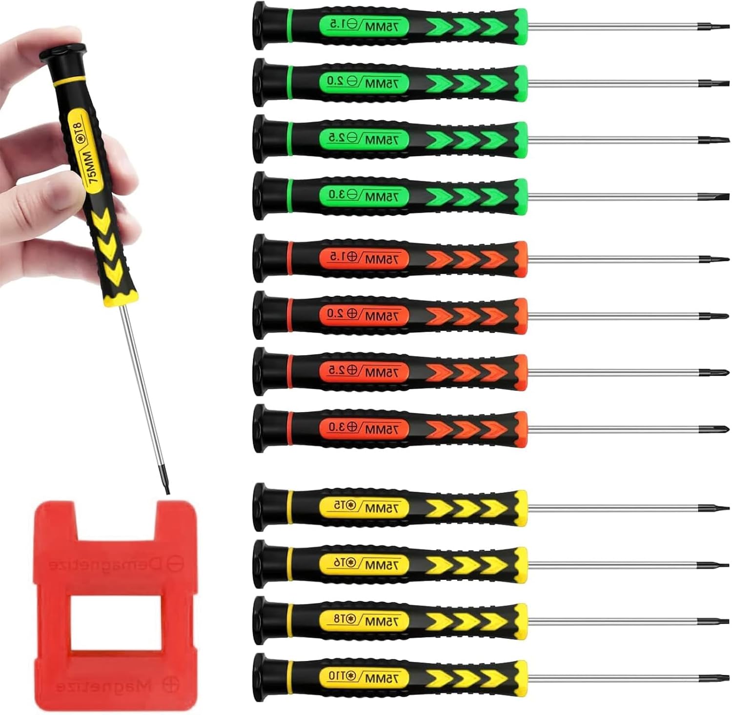 12-teiliges Mini-präzisionsschraubendreher-set Mit 1 Magnetisierer, Präzisionsschraubendreher-set, Kreuzschlitzschraubendreher, Zur Reparatur Von Brillen, Uhren Und Mobiltelefonen
