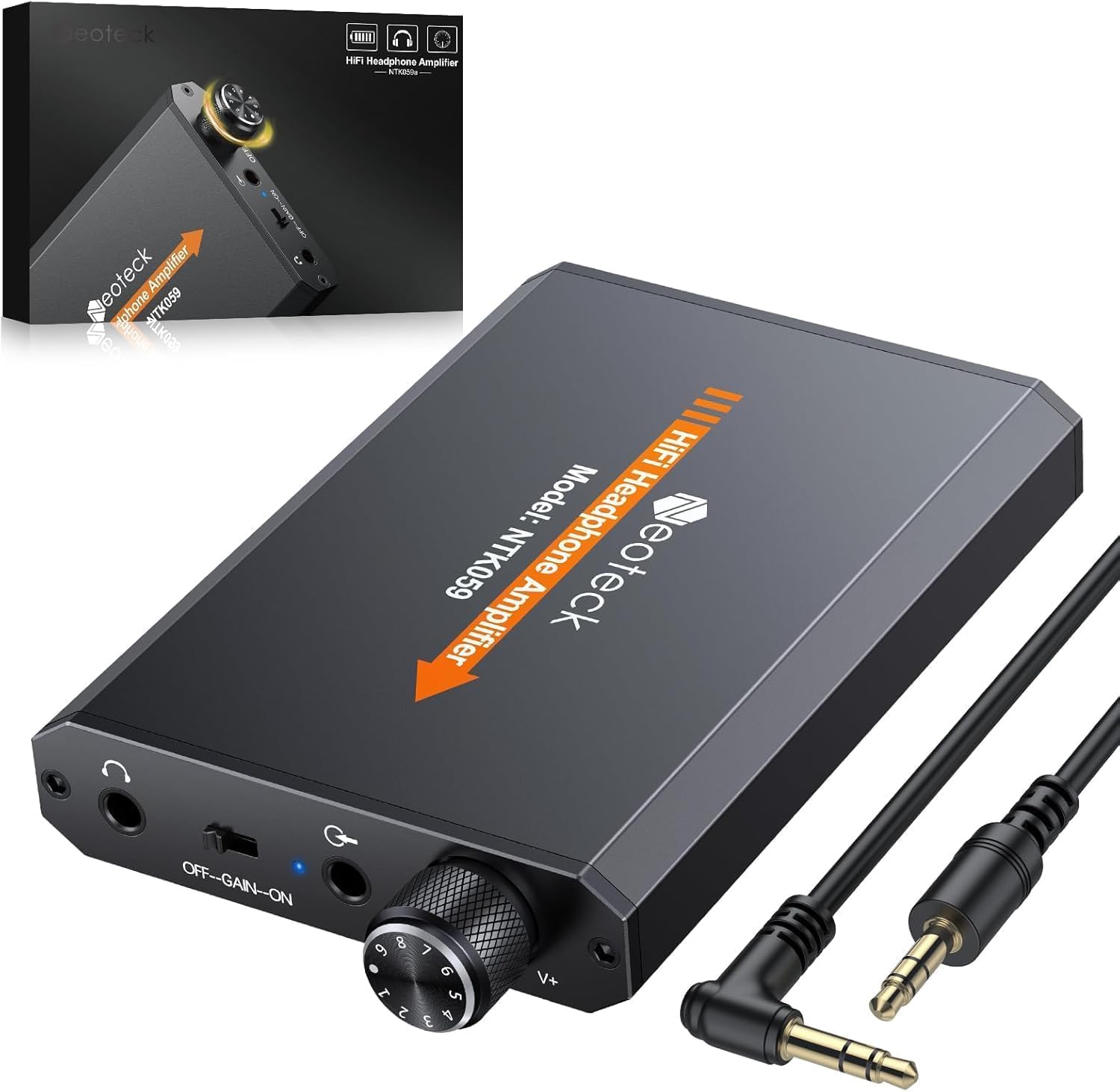 Tragbarer Kopfhörerverstärker Mit 3,5-mm-klinkenstecker, Hifi-funktion, Lithium-akku Und Matter Aluminiumoberfläche Für Mp3-player, Mp4-player, Smartphones Und Computer