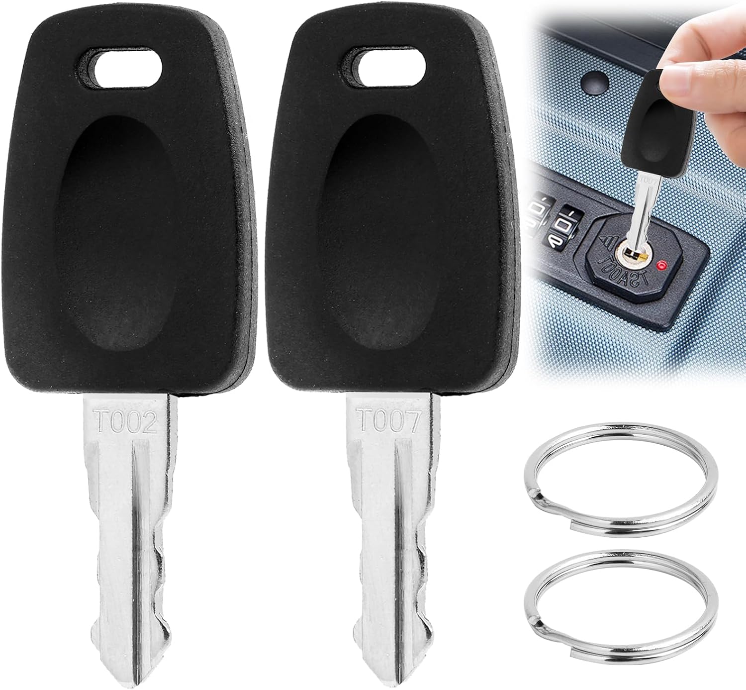2-teiliges Tsa-konformes Gepäckschlüsselset, 002+007, Universeller Multifunktionaler Gepäckschlüssel Mit Schlüsselring, Kompatibel Mit Tsa002 Und 007 Für Gepäck, Koffer Und Passwörter