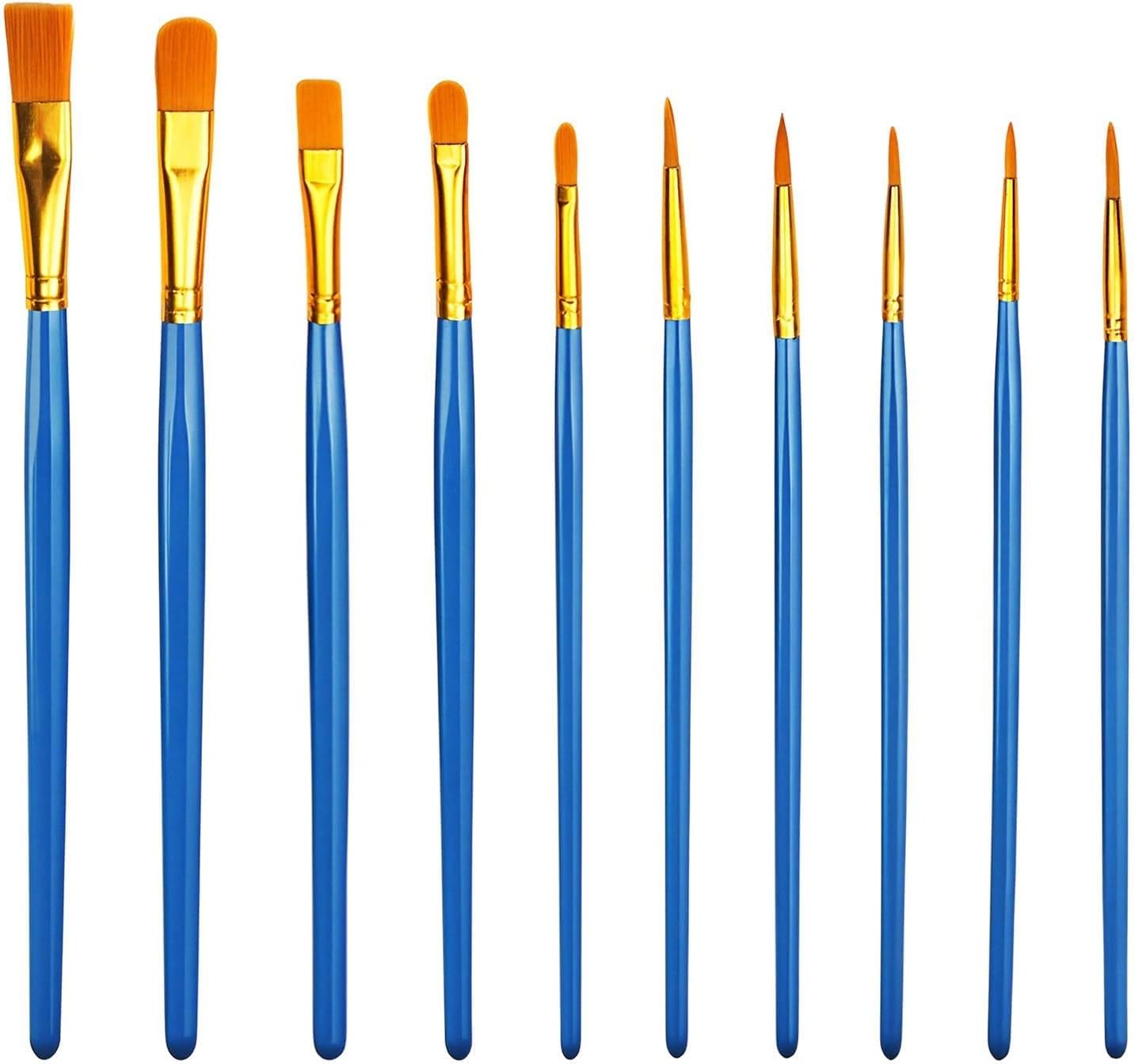 Pinselset, 12 Flache Kinderpinsel, Naturstiel, Für Acryl-, Aquarell-, Öl- Und Gouachemalerei
