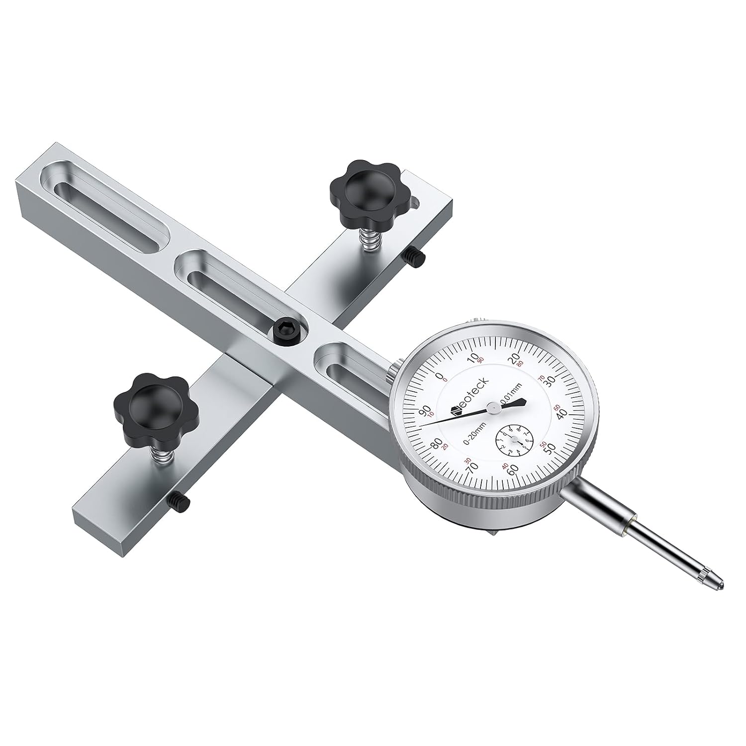 Mechanische Messuhr Für Tischkreissägen, 0–20 Mm, Auflösung 0,01 Mm, Mit Eloxierter Aluminiumschiene, Drei-schlitten-montage Und Mechanischer Messuhr Für Tischkreissägen