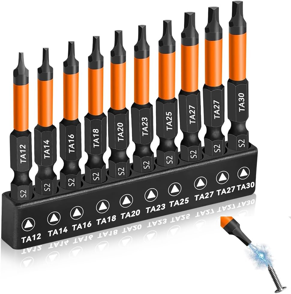 10-teiliges 50-mm-dreieck-magnetschraubendreherbit-set, Dreieck-schraubendreherbit-set Aus S2-stahl, Spezial-edelstahlbit-set (ta12, Ta30), Phosphatierte Schraubendreherbits
