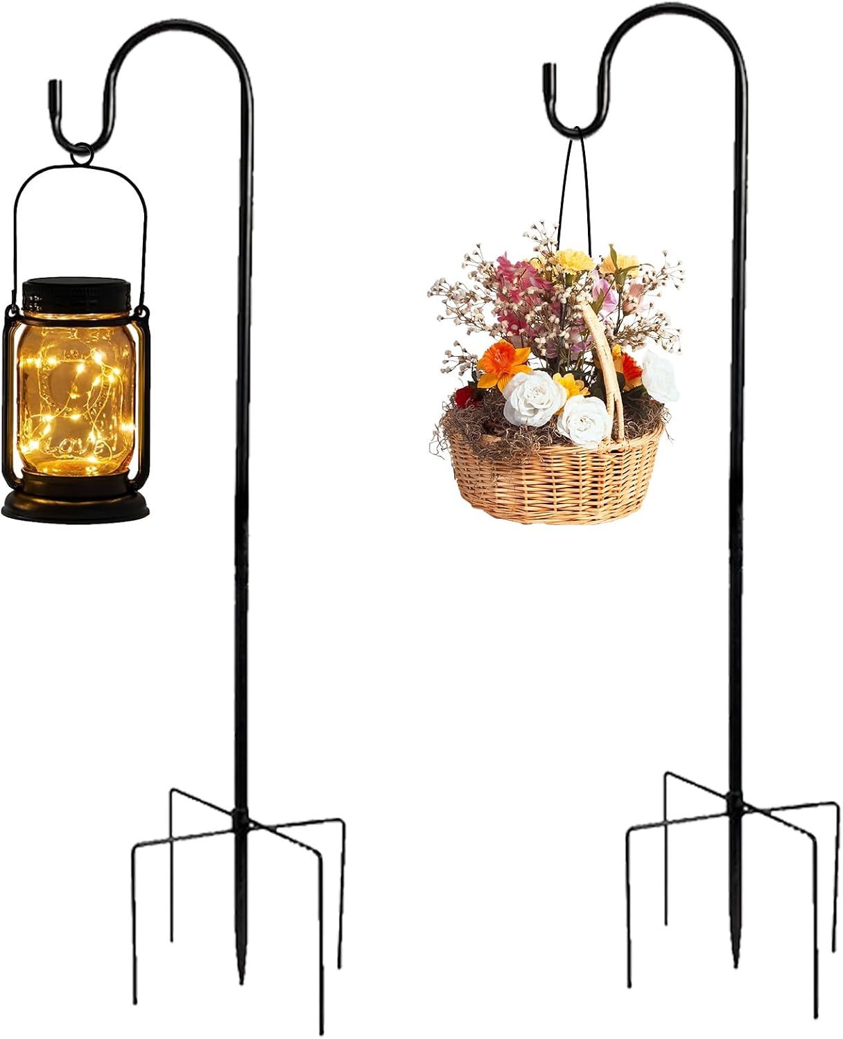 Stück Schäferhaken Für Den Garten, 120 Cm, 5 Zinken, Verstellbare Metallhaken Zum Aufhängen Von Laternen Und Pflanzen