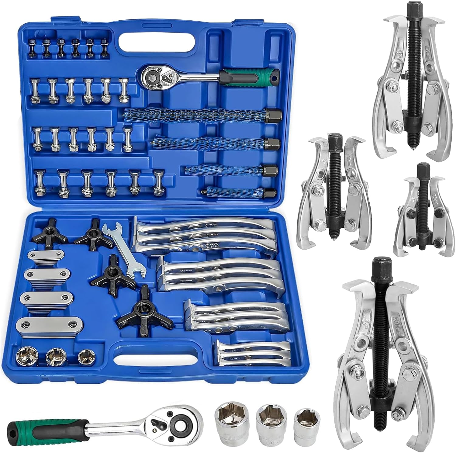 Radlagerabzieher-set, 3", 4", 6", 8" (7,6–20,3 Cm) Innen- Und Außenlagerabzieher, 3-backen-radlagerabzieher Mit Schraubenschlüssel Und Steckschlüsseln Für Auto- Und Motorrad-lenkradnabenabzieher