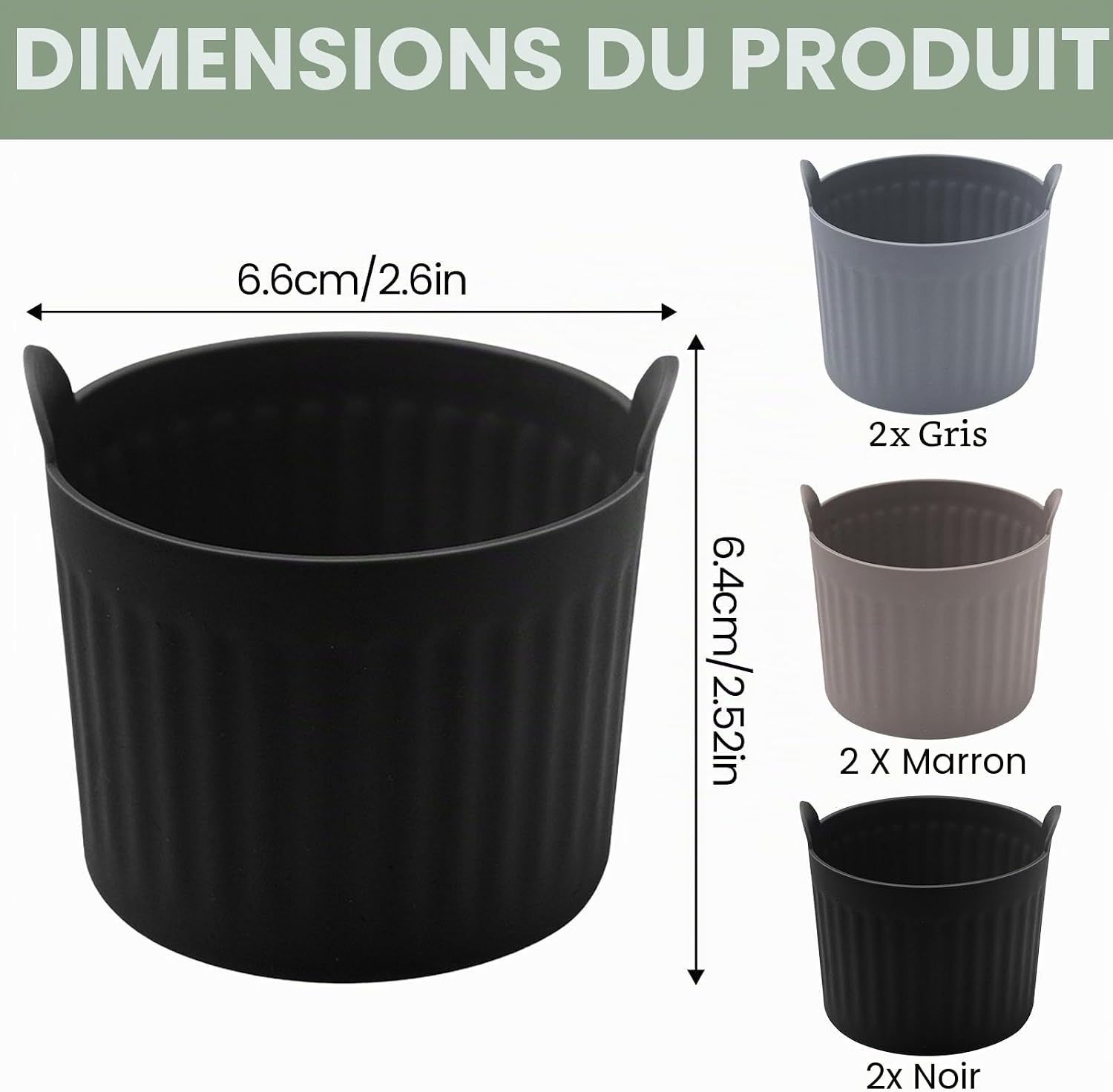6er-set Silikon-heißluftfritteusen-förmchen, Wiederverwendbare Förmchen Für Muffins, Kuchen Und Eier, Ofen-, Mikrowellen- Und Cookeo-geeignet, Antihaftbeschichtet, 6,6 X 6,4 Cm