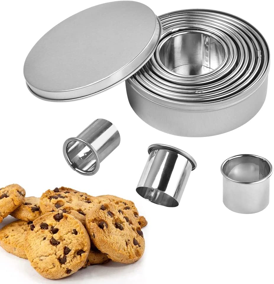 11-teiliges Set Runder Ausstechformen Aus Edelstahl Für Die Küche, Ausstechringe Für Zuckerpaste, Gebäck, Kuchen, Donuts, Fondant Und Kekse