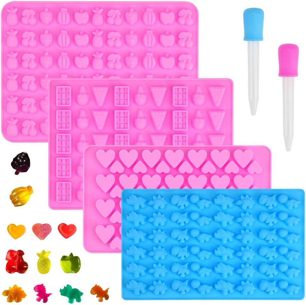 4-teiliges Silikon-süßigkeitenform-set Mit 2 Pipetten, Silikon-schokoladenformen, Silikon-rückwandform, Wiederverwendbare Gummibärchenformen, Gummibärchenform Für Geleebonbons