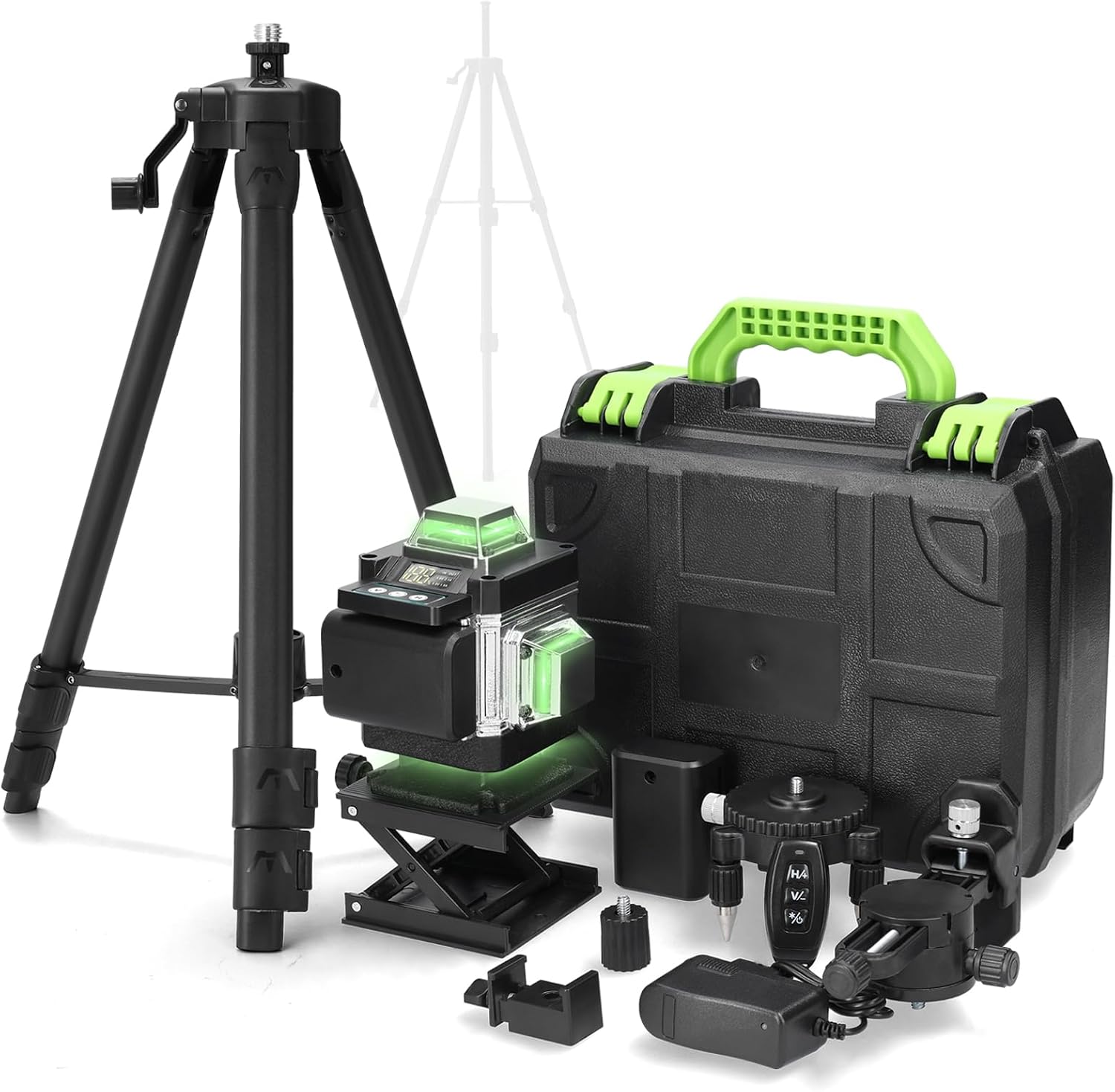 16-linien-laser-nivelliergerät, 3°-selbstnivellierungsgerät, Wasserdichtes Heimwerker-werkzeugset (ip54) Mit 2 Wiederaufladbaren Lithium-ionen-akkus Und 1,2 M Höhenverstellbarem Stativ
