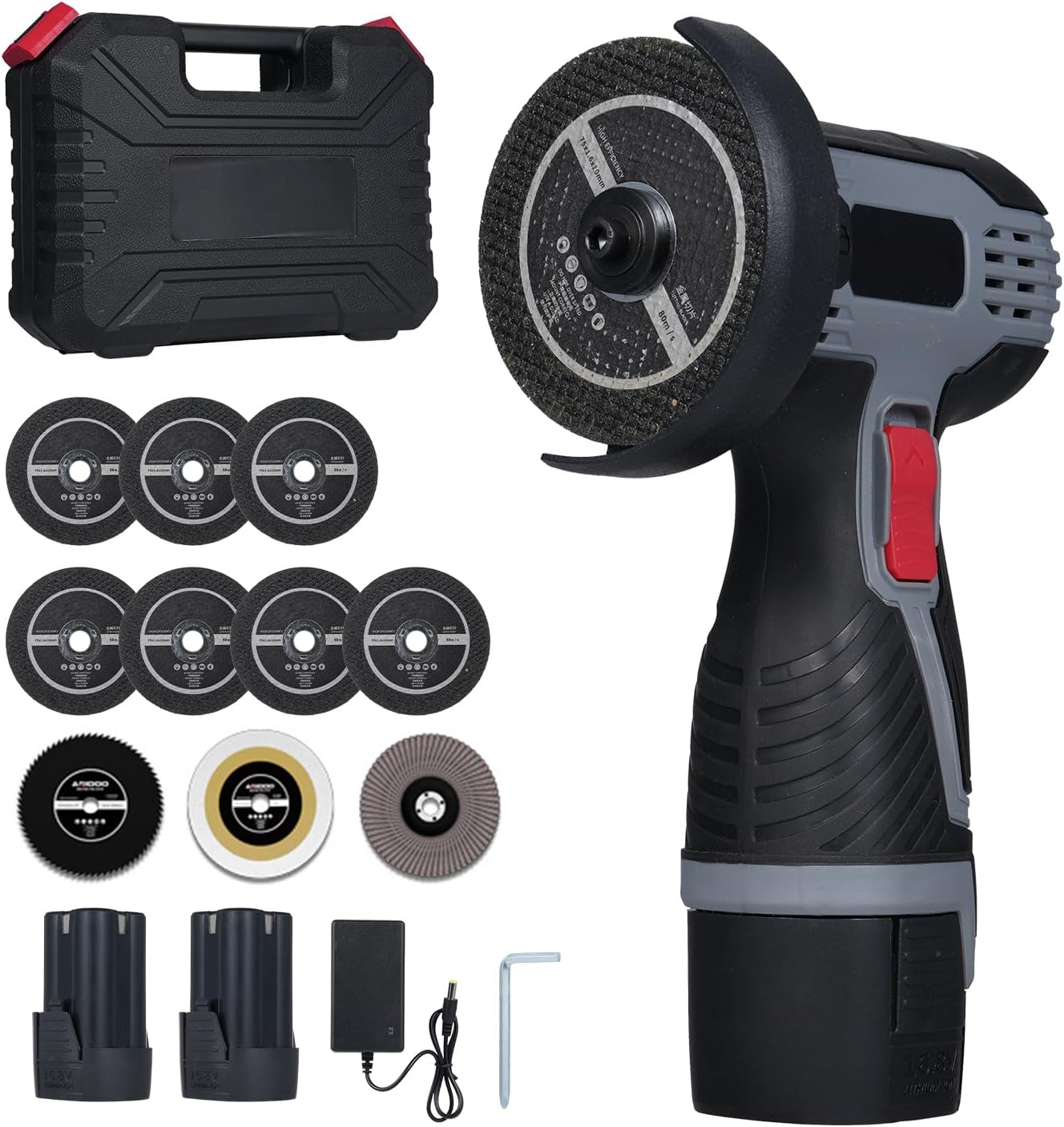 Mini-akku-winkelschleifer, 76-mm-akku-winkelschleifer Mit Ladegerät Und 2 X 1500-mah-akkus, 17000 U/min, 10 Trennscheiben Zum Schneiden, Polieren Und Schleifen