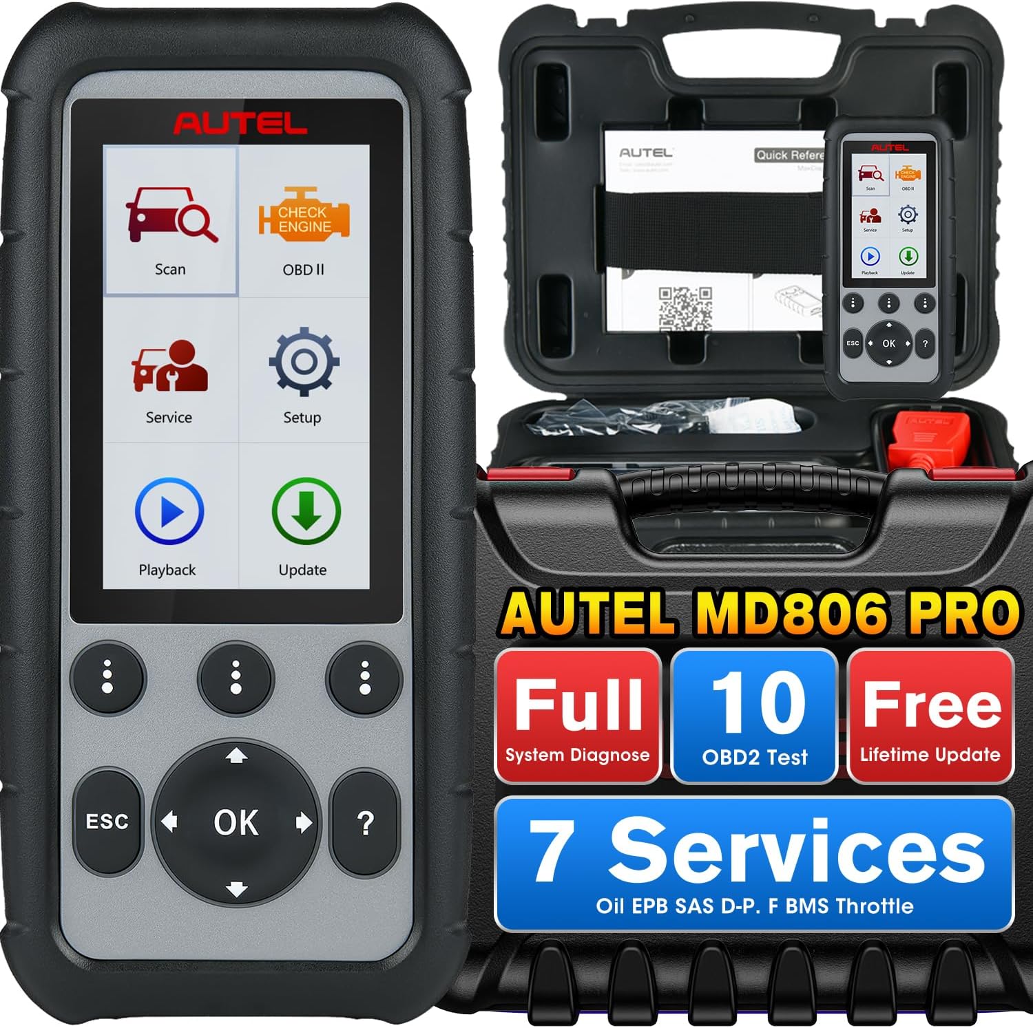 Maxidiag Md806 Pro Obd2 Kfz-diagnosegerät Scanner Codeleser Für Alle Systeme Mit Öl-reset, Epb, Sas, Dpf, Bms Und Regelung, Autoscan
