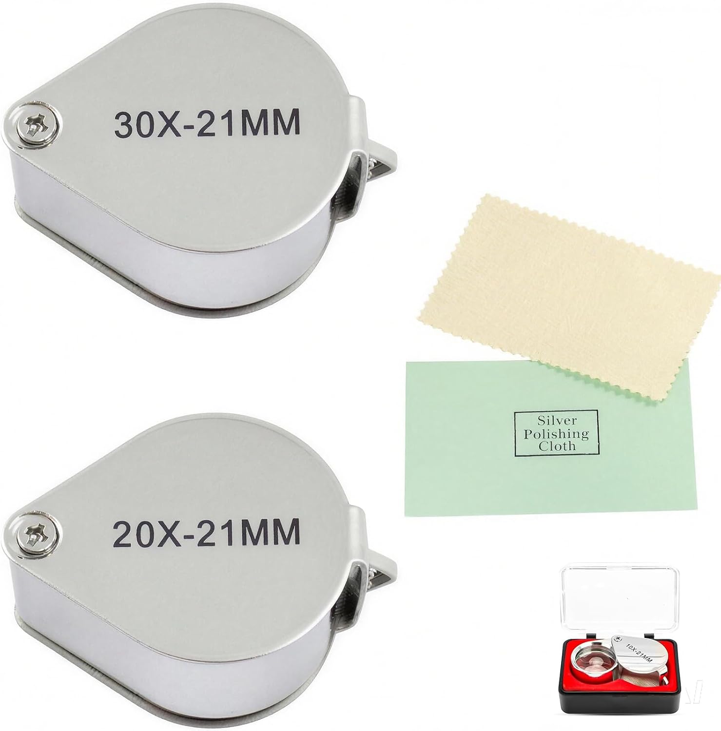 Juwelierlupe 30x Und 20x, Silber, Für Juweliere, Antiquitäten, Uhren, Steine, Zeitungen, Bücher