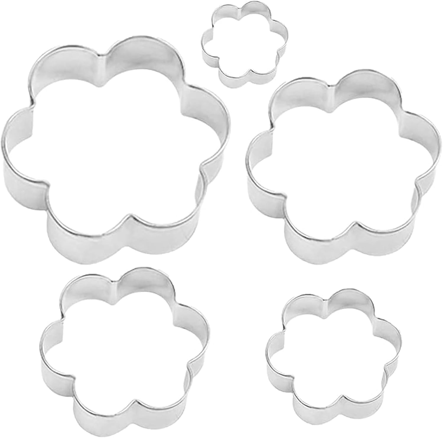 5-teiliges Ausstechformen-set Aus Edelstahl In Blumenform, 50–93 Mm, Für Kuchen, Kekse, Desserts Und Plätzchen
