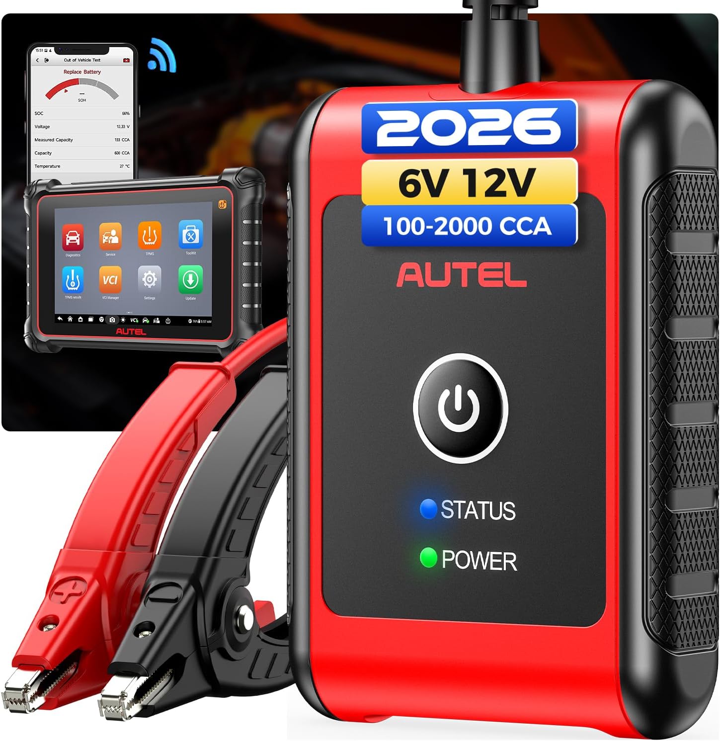 Maxibas Bt506 Batterietester, 6v/12v-batterieanalysator (100–2000 Cca), Start- Und Ladetest, Digitaler Batterielasttester Für Alle Fahrzeuge, Batterieprüfung Im Und Außerhalb Des Fahrzeugs