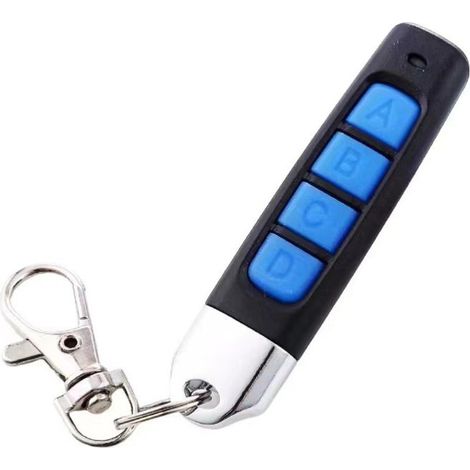 Télécommande Universelle 4 Boutons 433mhz Pour Portail, Garage, Porte Roulante Et Velux - Clonage Sans Fil (noir-bleu)