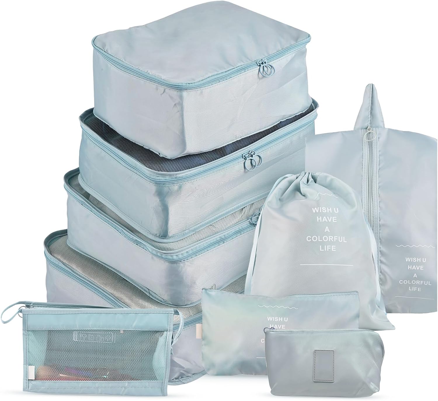 Mehrzweck-aufbewahrungsbeutel, 9-teiliges Set, Reisekoffer-organizer Für Kleidung, Schuhe, Unterwäsche, Für Reisen, Schlafzimmer, Wohnzimmer, Blaues Polyester
