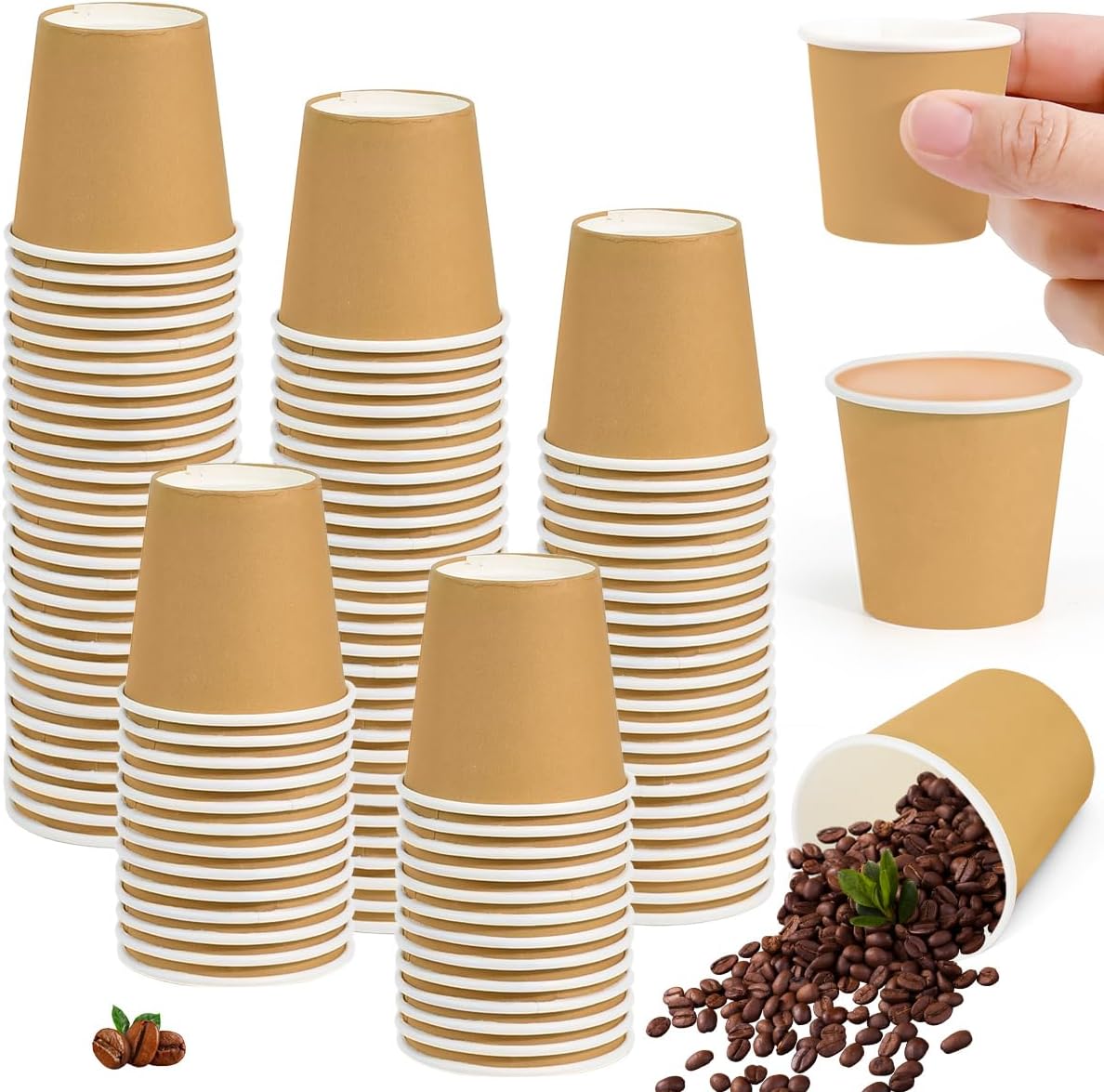 Packung Mit 100 Braunen 30-ml-pappbechern – Mini-kraftpapierbecher – Für Heißgetränke – Kraftpapier-kaffeebecher – Für Espresso, Shots, Hochzeiten, Weihnachten