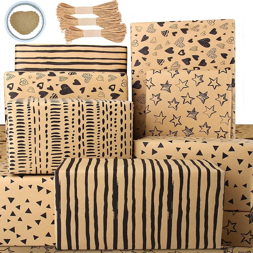 Packung Mit 6 Blatt Geschenkpapier, Braune Geschenkpapierrolle