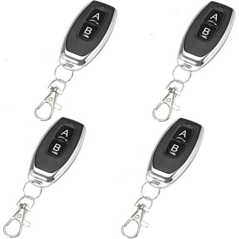 4 Télécommandes 433 Mhz Ab - 4 Boutons - Boîtier Métallique - Auto-apprentissage - Pour Portail Garage - 78 X 32 X 14 Mm