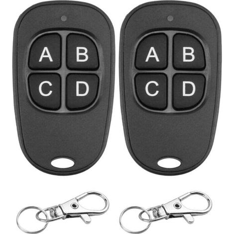 2 Pièces Télécommande Universelle Portail - 433 Mhz - Clonage Sans Fil - Pour Porte Garage Électrique - 4 Boutons
