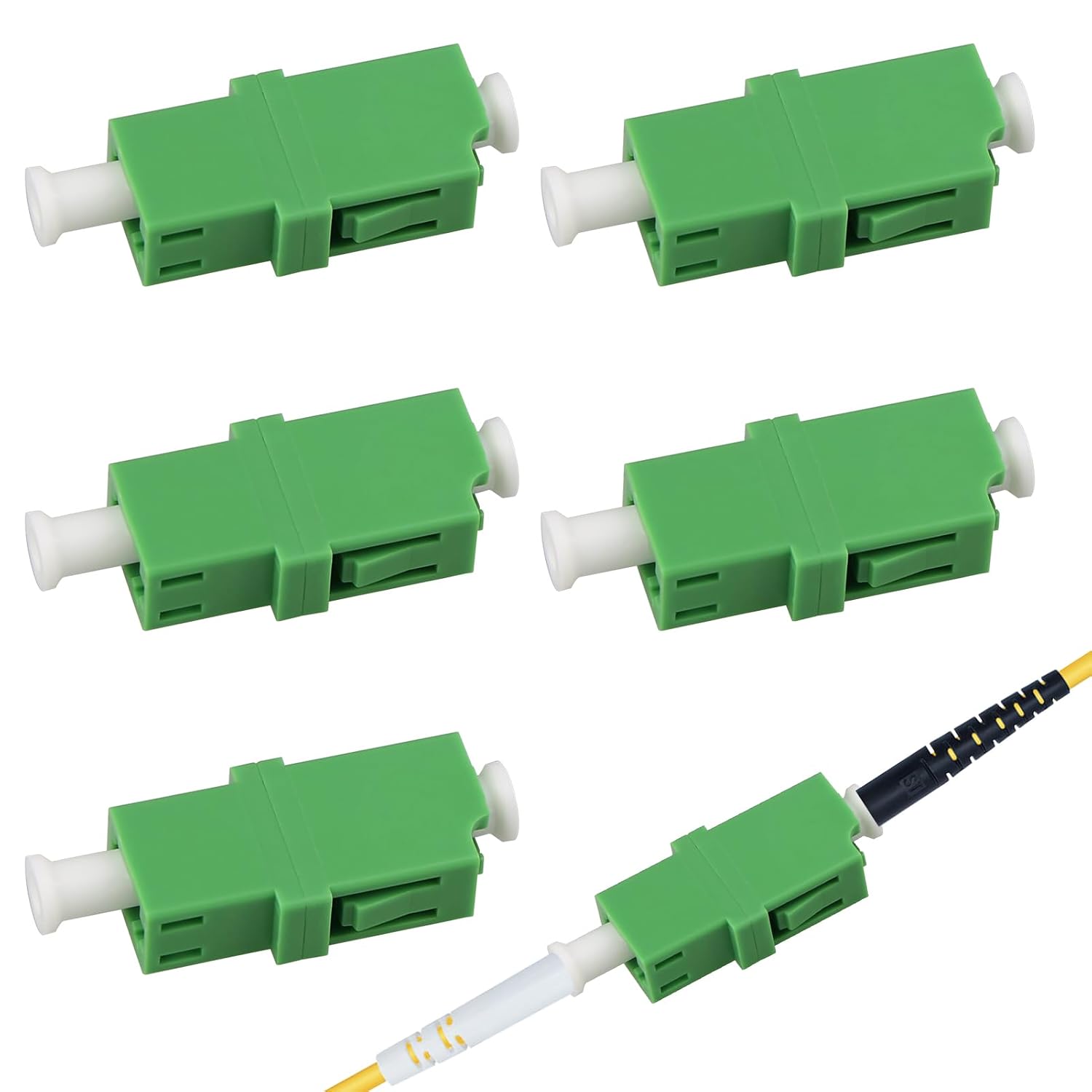 5-teiliger Glasfaser-koppleradapter Lc/apc Schnellverbinder Für Glasfaser, Grüner Glasfaserkoppler Für Glasfaser-kommunikationssysteme, Zugangsnetzwerk