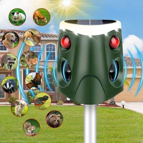 Solarbetriebener Ultraschall-schädlingsbekämpfer, 360°, Ip55, 4 Modi, Blinkende Leds, Für Katzen, Hunde, Füchse, Garten