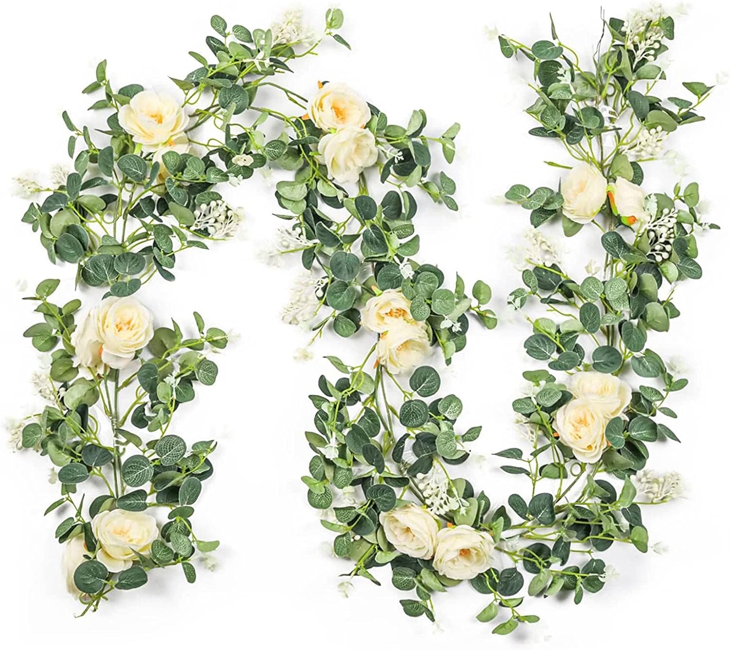 Set Aus 2 Eukalyptusgirlanden Mit Champagner, Lose Grüne Florale Imitationsseidengirlande, Eukalyptusb Clandestin, Ranken (a)