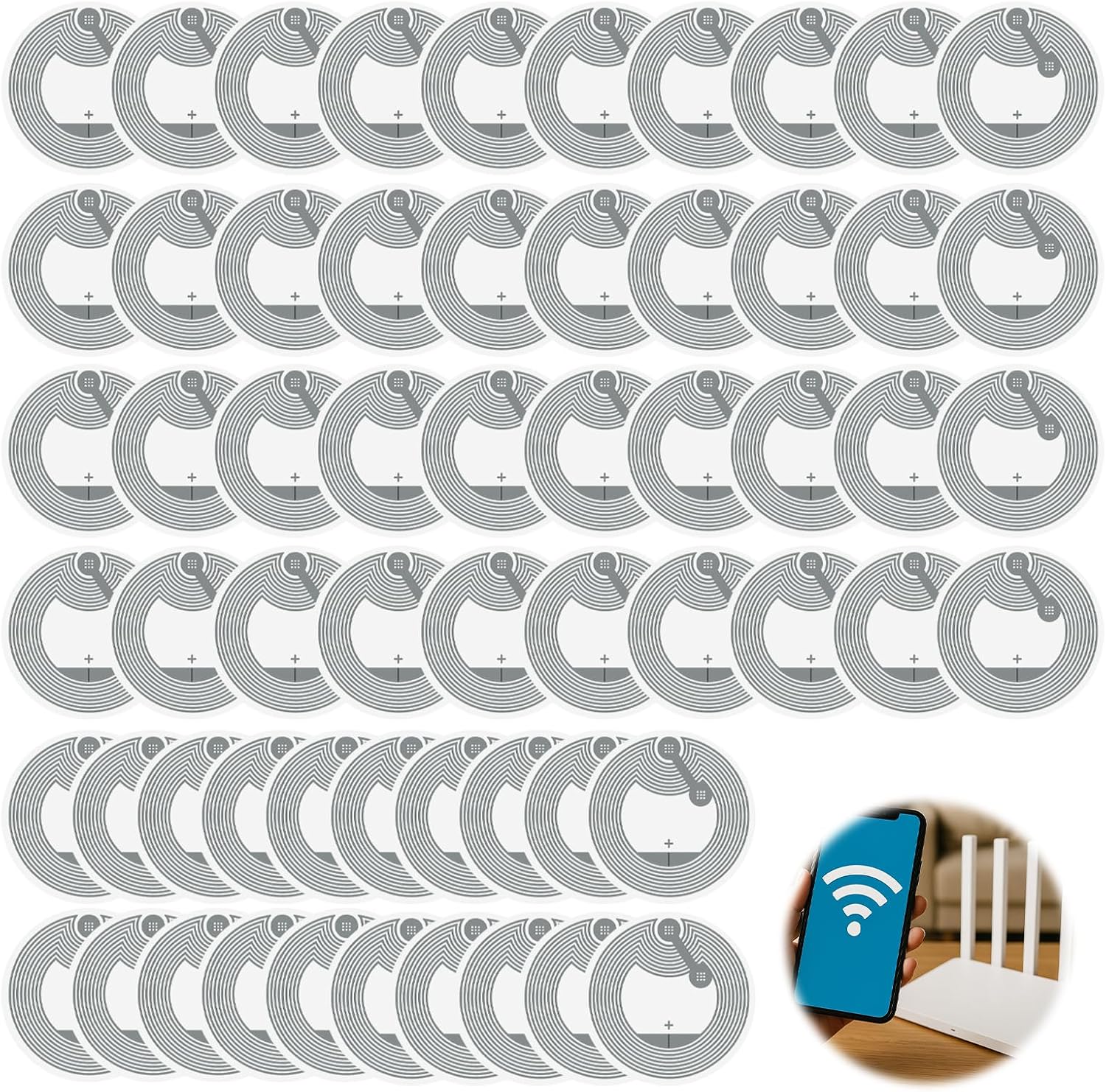 Packung Mit 50 Nfc-ntag213-aufklebern, Programmierbarer Nfc-chip, Selbstklebend, 144 Byte Speicher, Für Alle Nfc-kompatiblen Mobiltelefone Und Geräte