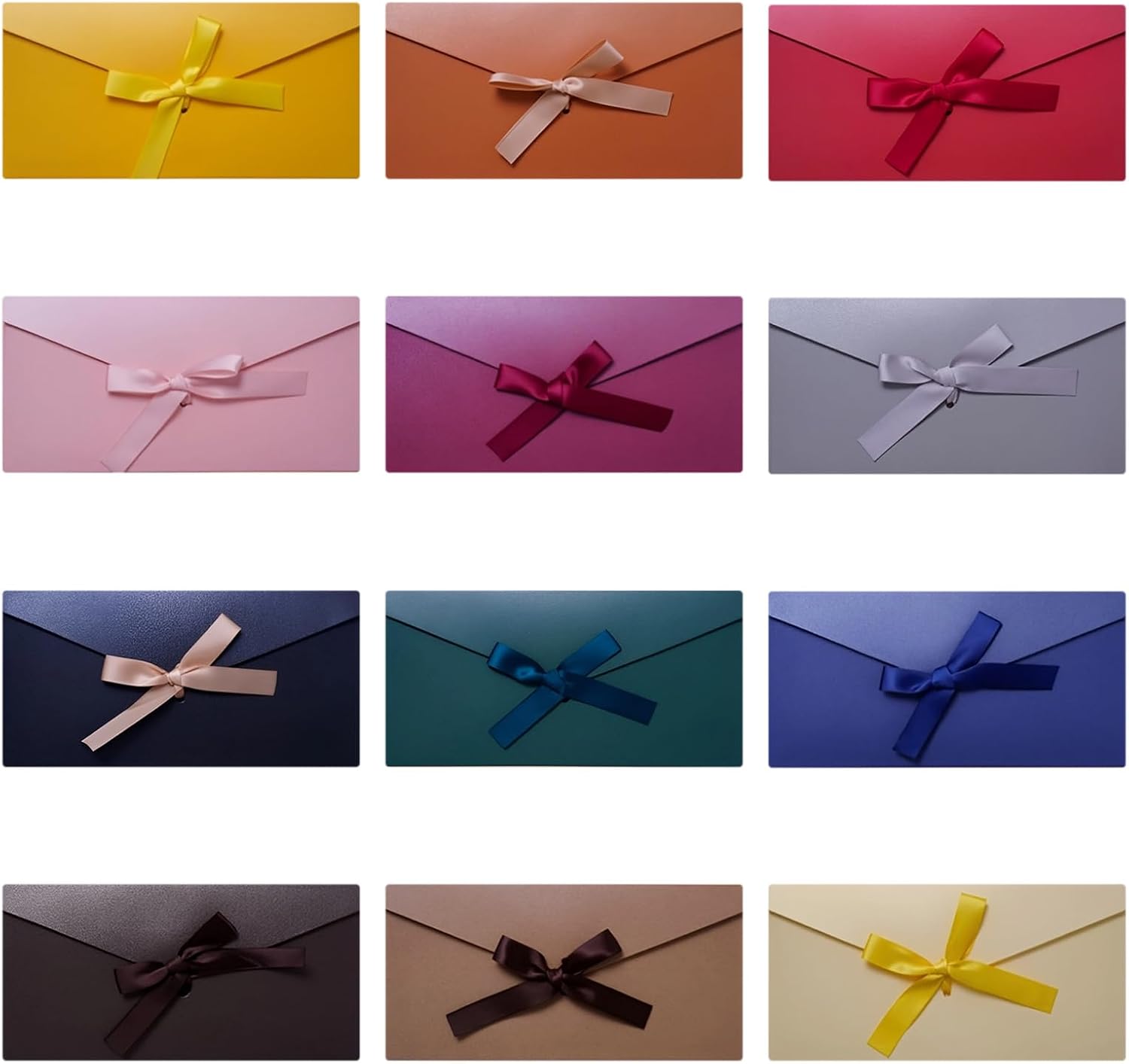 12 Bunte Briefumschläge, Geschenkumschläge, Mehrfarbige Kraftpapierumschläge Mit Bändern, Geschenkkarten, Perlmuttpapier Für Partys, Geburtstage, Hochzeiten, Erntedankfest (22 X 11 Cm)