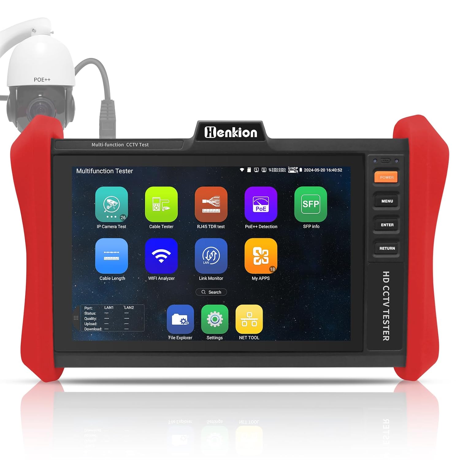 4k 12mp Cctv-kameratester, Poe++ Ip-kameratester, Max. 90w Poe Cctv-tester, 8-zoll-ips-touchscreen, 1-kanal-sfp, Wlan, Netzwerktools, Kabeltester, Poe-erkennung E88