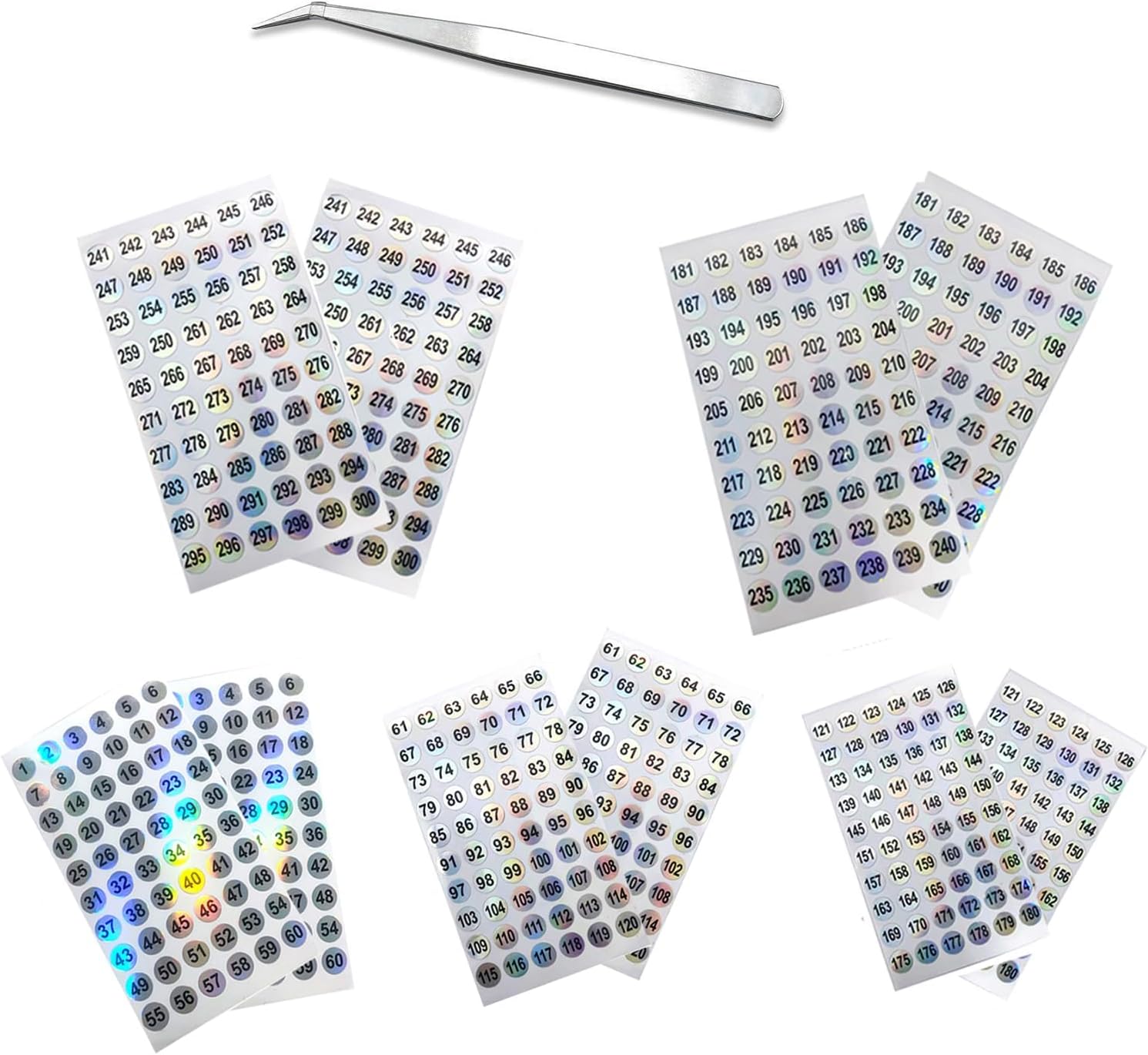 10 Bögen Nummerierte Aufkleber, Runde, Wasserfeste, Nummerierte Aufkleber 1 Bis 300, Laserreflektierende, Wasserfeste Selbstklebeetiketten Zur Klassifizierung, Aufbewahrung Und Archivierung