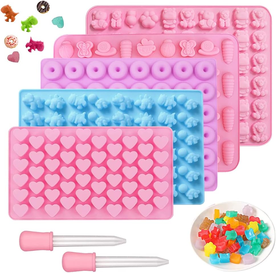 Silikon-süßigkeitenformen, Gummibärchenformen – Bären, Süßigkeiten, Herz, Mini-dinosaurier, Geleeformen, Eiswürfelformen Mit 2 Pipetten Für Gummibärchen Und Schokolade