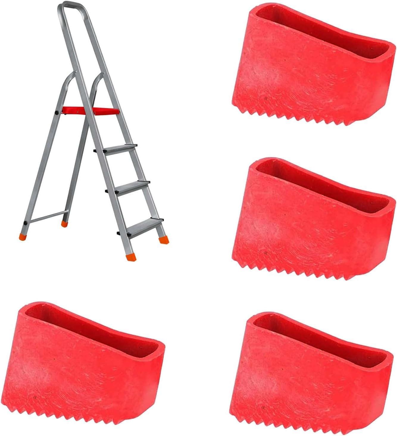 4-teilige Tubesca 50x20 Trittleiterfüße, Gummifüße Für Trittleitern, Ersatzfüße Für Trittleitern, Trittleiterfüße Für Dachstuhlleitern, Leiterschutz, Rot