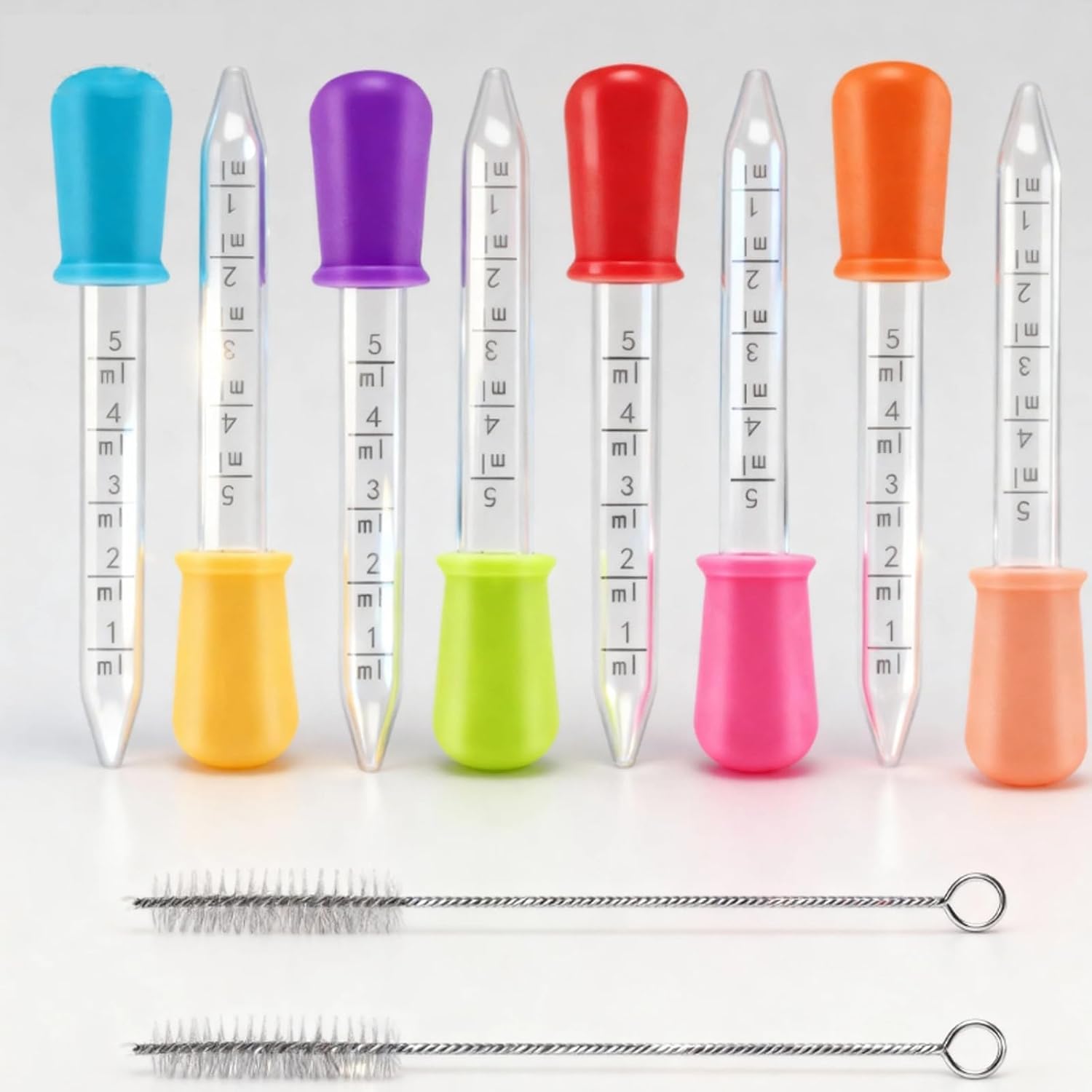 10-teiliges Set Mit 5-ml-kunststoffpipetten Inklusive 2 Reinigungsbürsten, Tropfpipette, Molekularpipette Für Die Küche, Geeignet Zum Kochen, Für Laborarbeiten Und Zum Zeichnen