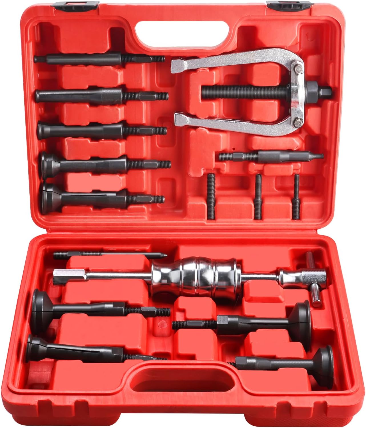16-teiliges Innenlagerabzieher-set, 8–58 Mm Innenlagerabzieher, Ausziehwerkzeug Für Sacklochlager Mit Gleithammer Für Pkw, Lkw Und Motorrad, Rot