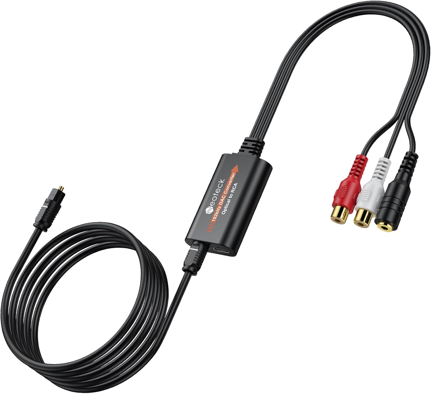192-khz-digital-analog-wandler (dac) – Optischer Toslink-spdif-auf-cinch- + 3,5-mm-klinken-audioadapter – Plug & Play Mit Mitgeliefertem Optischen Kabel, Kompatibel Mit Fernseher, Ps5, Xbox Und Pcm-ge