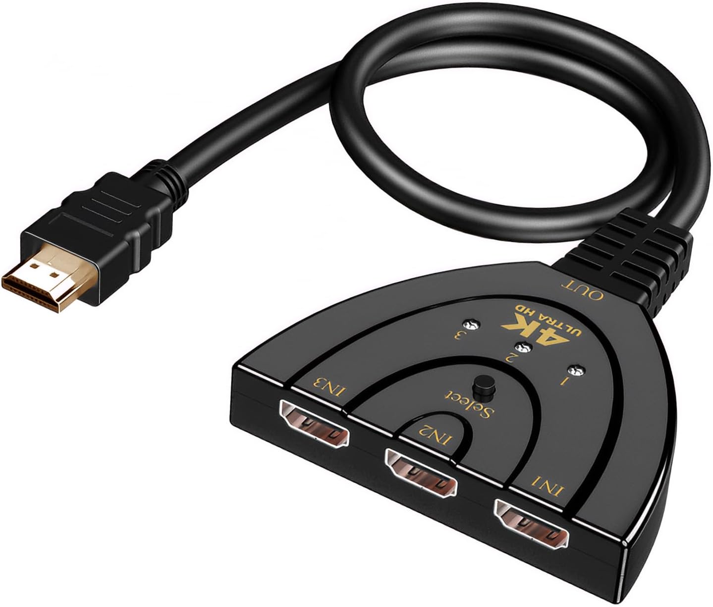 4k-hdmi-switch, 3 Eingänge, 1 Ausgang Hdmi-splitter, Hdmi-splitter Mit High-speed-kabel, Kompatibel Mit Fernseher, Xbox, Ps5, Ps4, Blu-ray-player, Pc, Konsolen Und Projektor