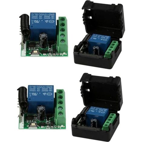 Relais Télécommande Sans Fil - 1 Canal - 433 Mhz - 12 V Dc - Pour Volets Roulants Portes Garage - Lot De 2